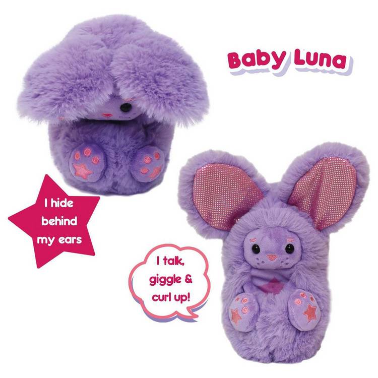Curlimals Baby Luna interactive plush bunny, imported from the UK