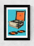 East End Prints Black Record Player Print
