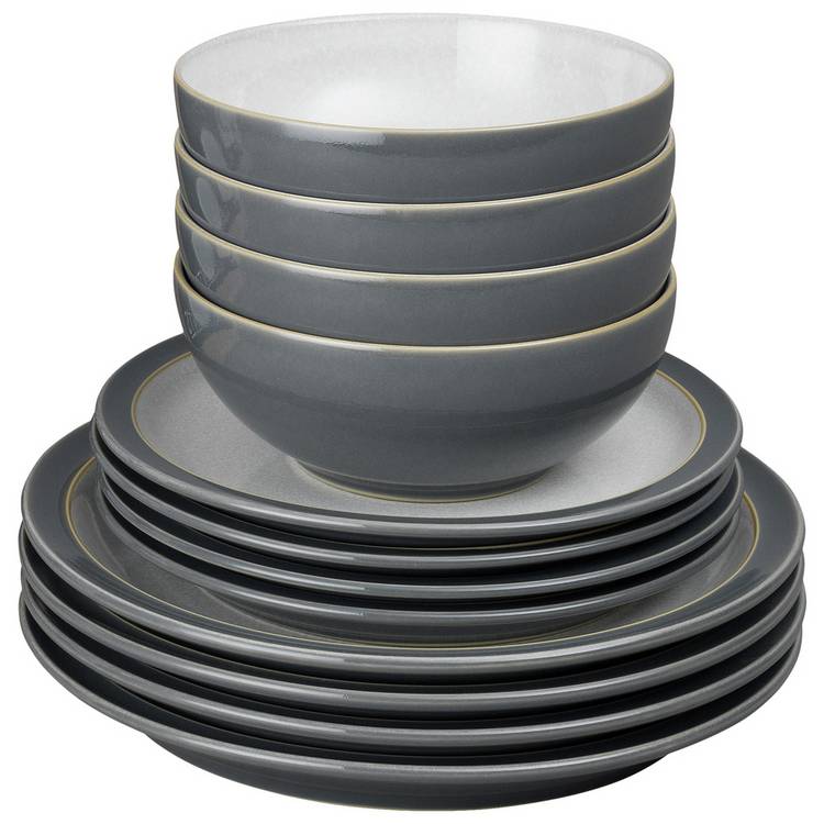 Denby dinner set fossil grey 12 piece - British product