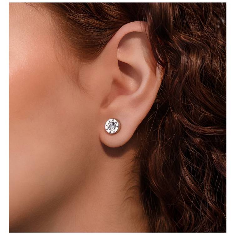 DKNY silver-tone crystal stud earrings 8.12mm - British product