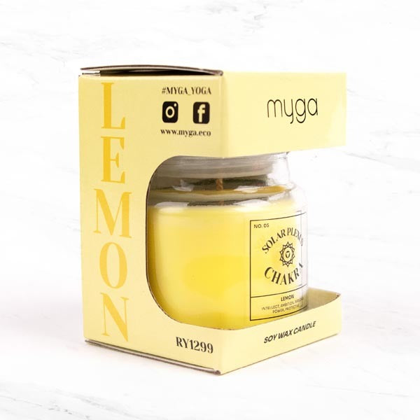 Myga Seven Chakra Candles Solar Plexus 250g, imported from the UK