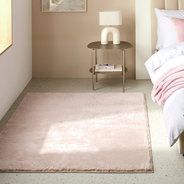 Habitat blush pink faux fur rug 150x80cm, UK version