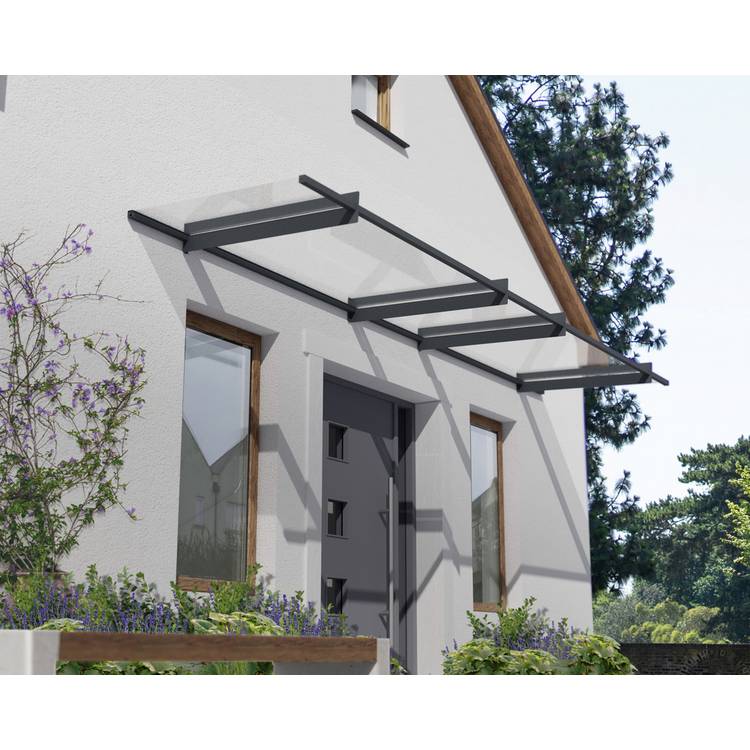 Palram Canopia 410mm door awning grey clear - British product