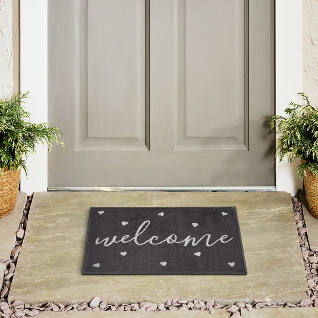 Argos Home ditsy heart doormat 57x40cm, imported from the UK