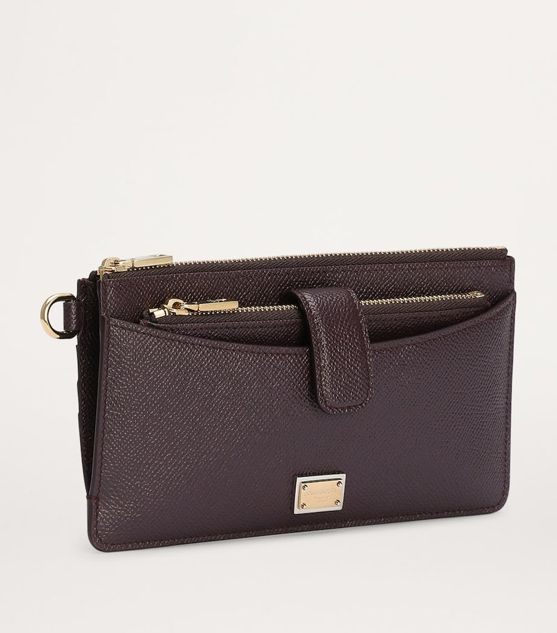 Dolce&Gabbana grained leather card holder with logo plaque, UK version