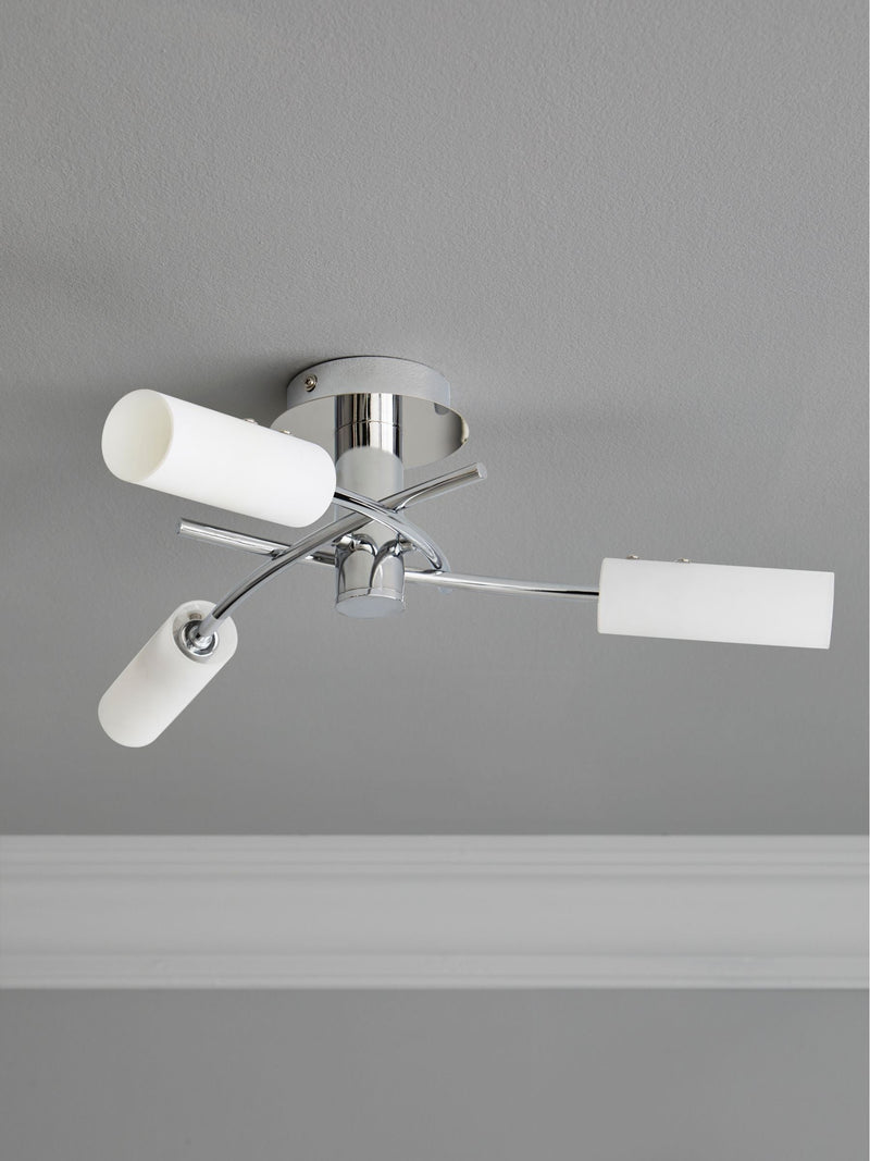 Chrome Seville flush fitting ceiling light 52cm, imported from the UK