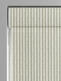 Emily Bond roman blinds sage green Oscar stripe, imported from the UK
