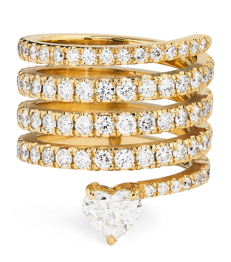 SHAY yellow gold diamond swirl pinky ring (British brand)