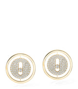 Harrods Messika Lucky Move Yellow Gold and Diamond Pavé Stud Earrings (0.48ct)- Buy online at McGrocer