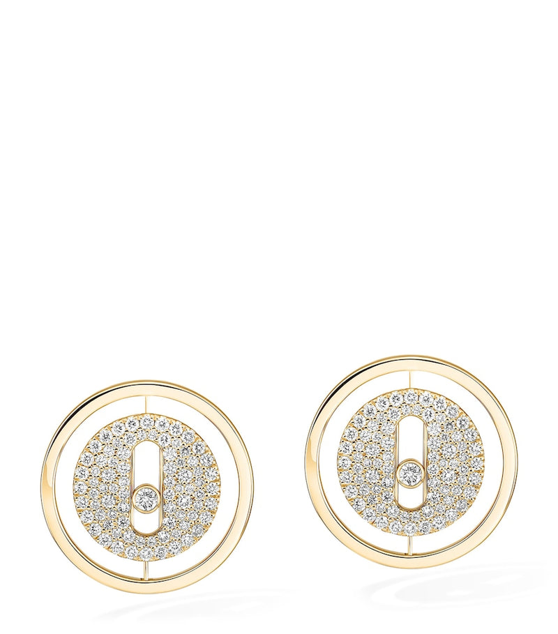 Messika Lucky Move yellow gold diamond pavé stud earrings 0.48ct, UK version