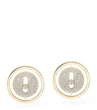 Messika Lucky Move yellow gold diamond pavé stud earrings 0.48ct, UK version