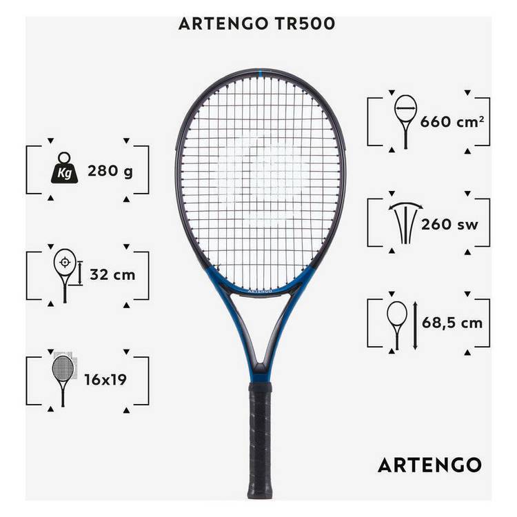 Decathlon TR500 tennis racket blue 660 sq cm (British brand)