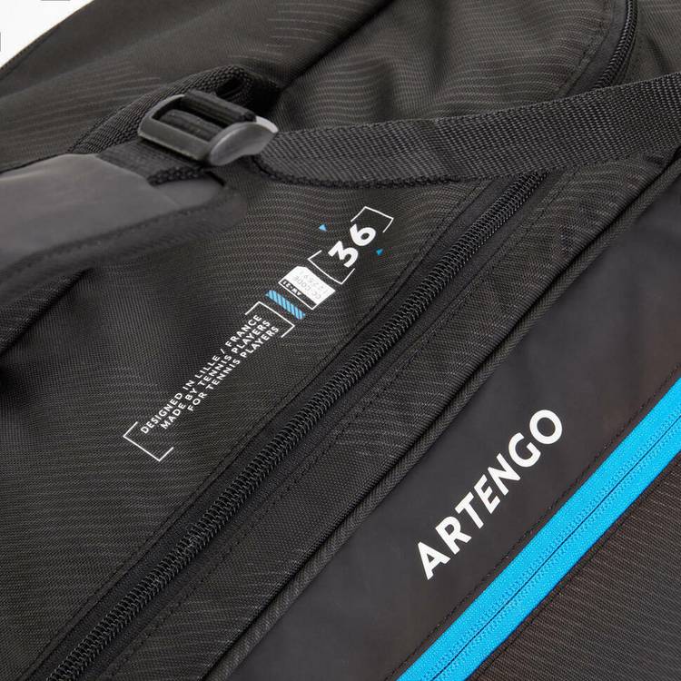 Decathlon 9-racket tennis bag black and blue (British brand)