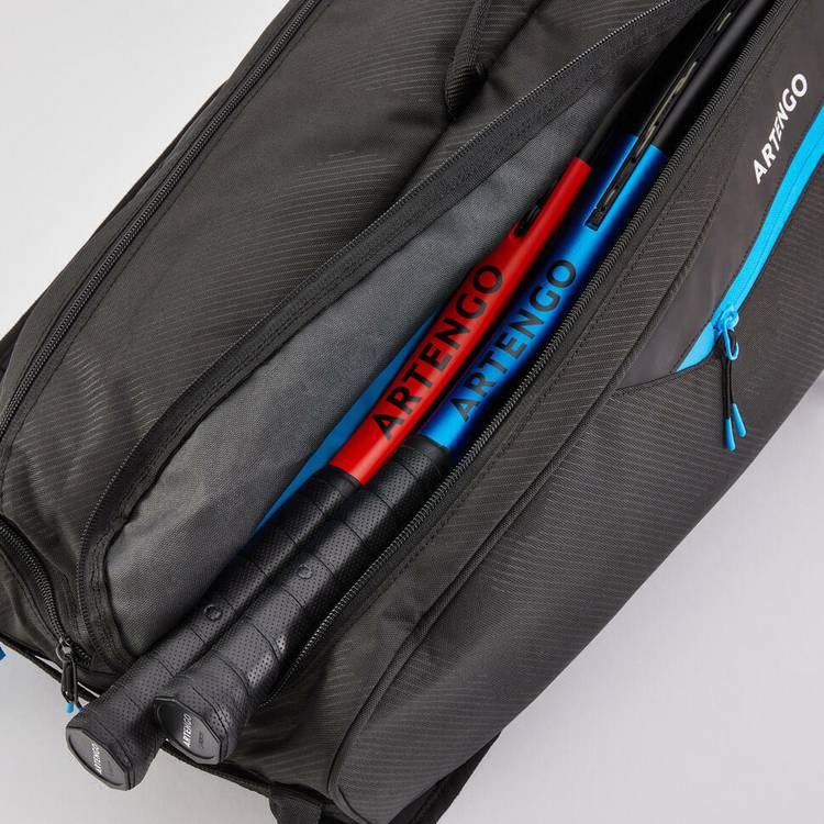 Decathlon 9-racket tennis bag black and blue (British brand)