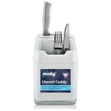 Minky white plastic utensil caddy with knife slots - British product