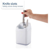 Minky white plastic utensil caddy with knife slots - British product
