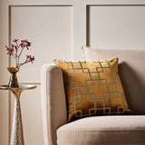 Argos Habitat Chain Geo Velvet Jacquard Cushion Gold 43x43cm- Buy online at McGrocer