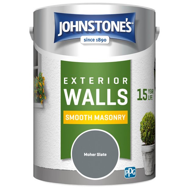 Johnstone's smooth masonry paint Moher Slate 5L (British brand)