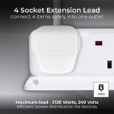 Masterplug 4 socket extension lead 1m, UK version