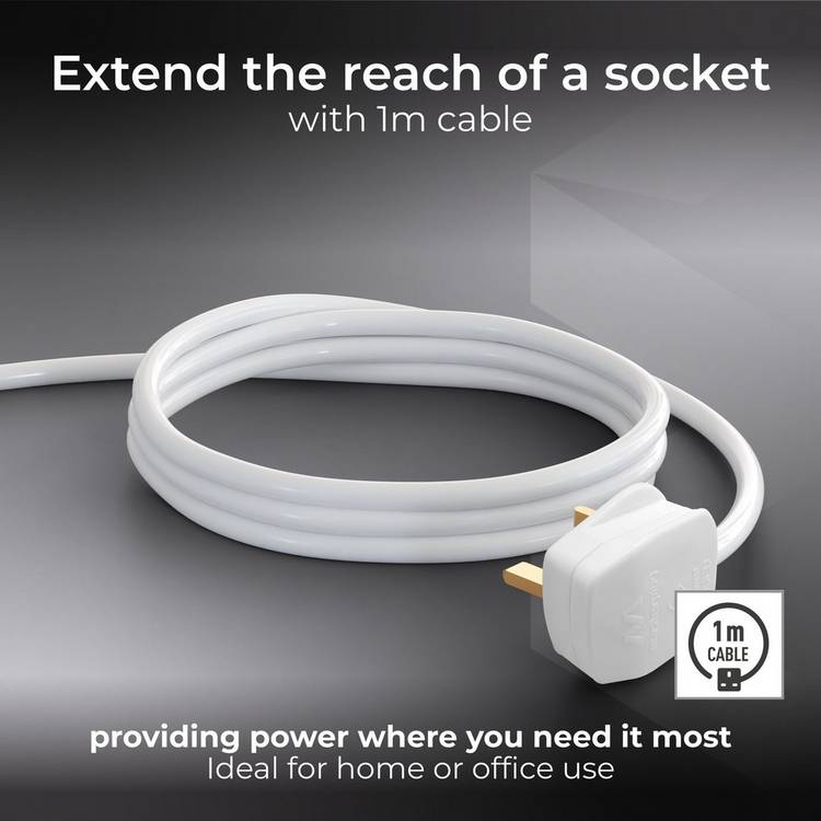 Masterplug 4 socket extension lead 1m, UK version
