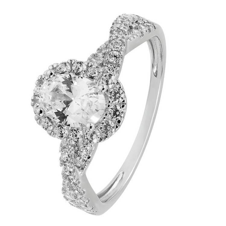 Revere 9ct white gold cubic zirconia engagement ring, imported from the UK