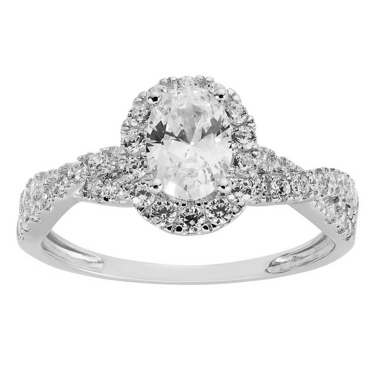 Revere 9ct white gold cubic zirconia engagement ring, imported from the UK
