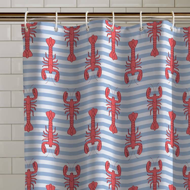 Catherine Lansfield red lobster shower curtain 180x180cm - British product