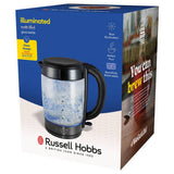Russell Hobbs illuminated kettle matte black 1.7L, imported from the UK
