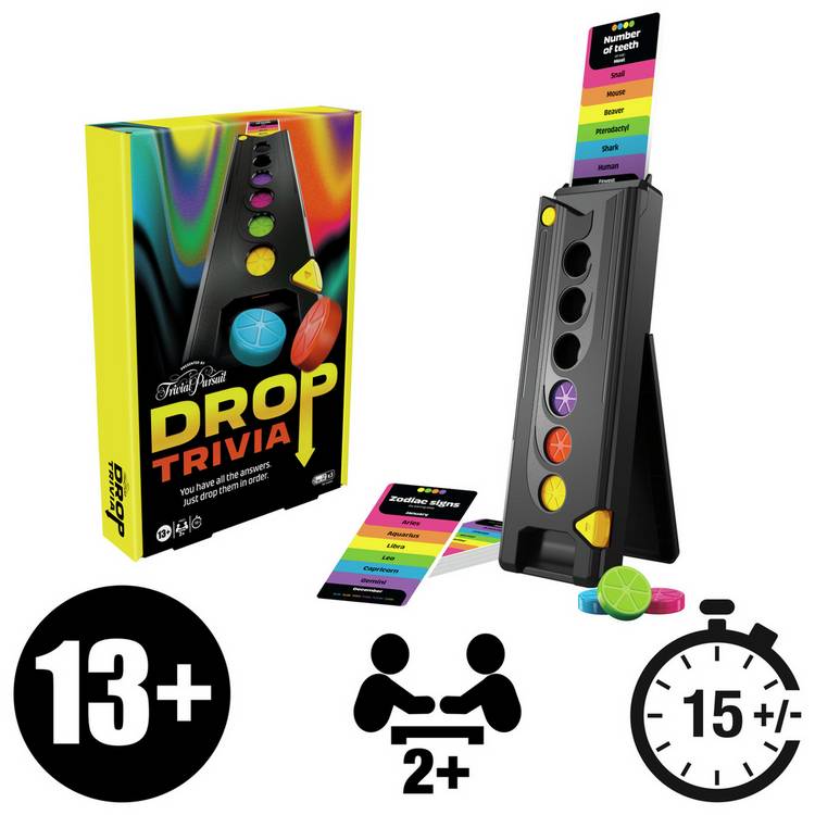 Hasbro Trivial Pursuit Drop trivia game, imported from the UK