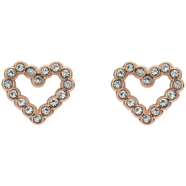 Ted Baker rose gold plated crystal heart stud earrings (British brand)