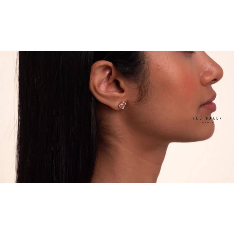 Ted Baker rose gold plated crystal heart stud earrings (British brand)