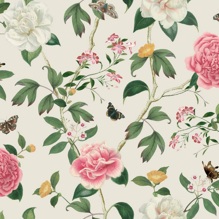RHS Chinoiserie Charmer Cream wallpaper roll 50cm x 10m (British brand)