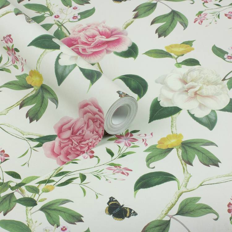 RHS Chinoiserie Charmer Cream wallpaper roll 50cm x 10m (British brand)
