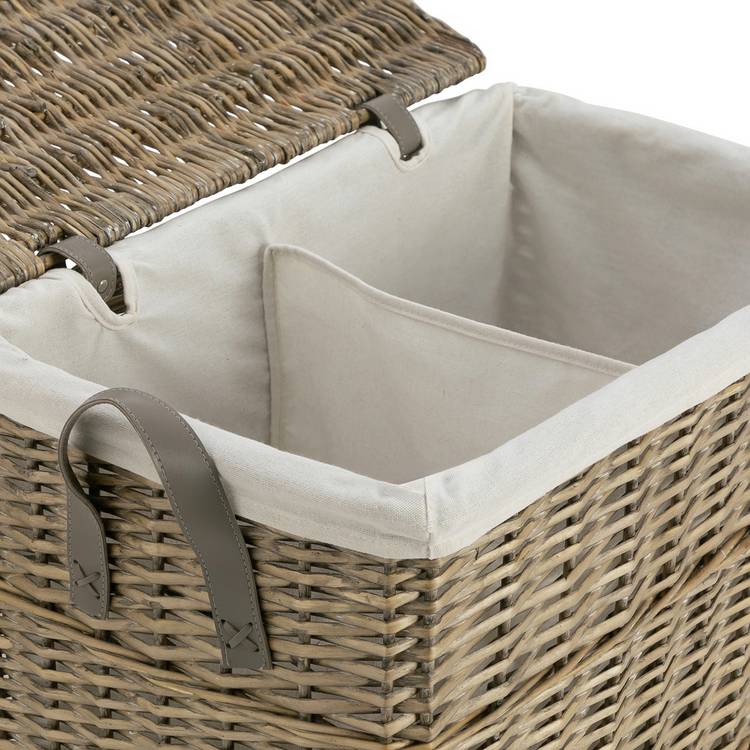 Argos Home two-compartment willow laundry basket 100L (British brand)