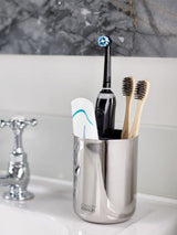 Next Joseph Joseph EasyStore Luxe Stainless Steel Toothbrush Caddy 11.5cm- Buy online at McGrocer