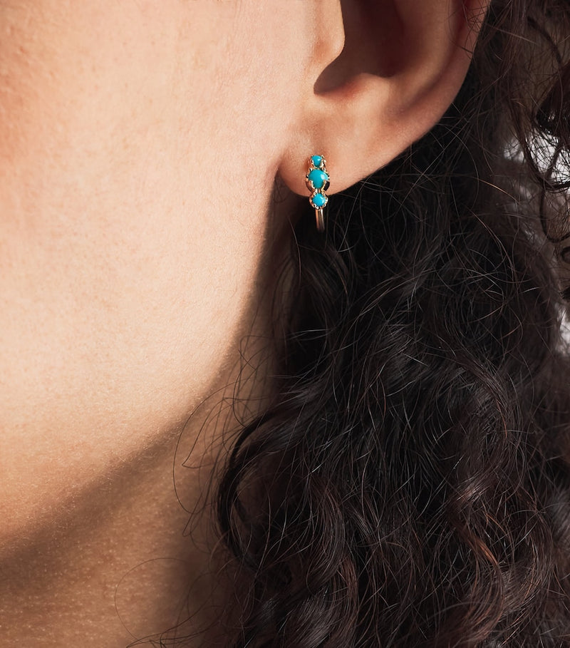 Jennifer Meyer mini turquoise hoop earrings 18k gold, UK version