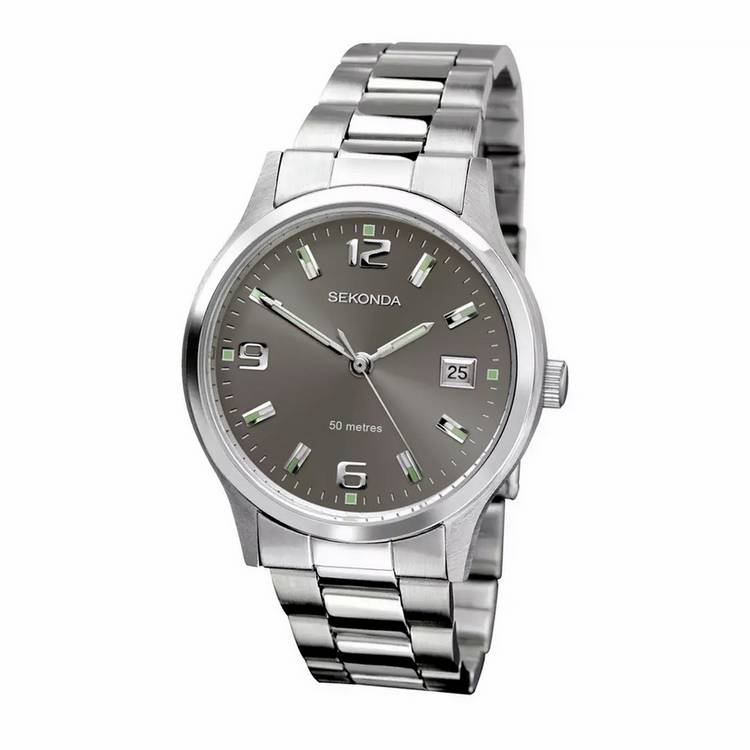 Sekonda men's stainless steel watch grey dial, imported from the UK