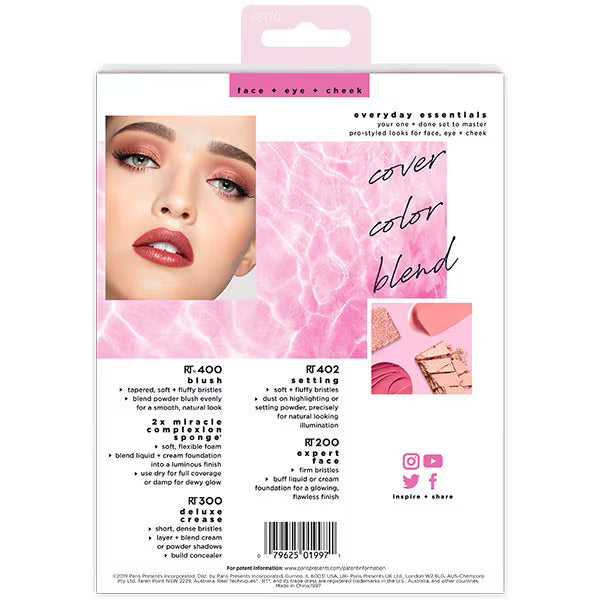 Real Techniques Makeup Brush Set 6pc Everyday Essentials, imported from the UK