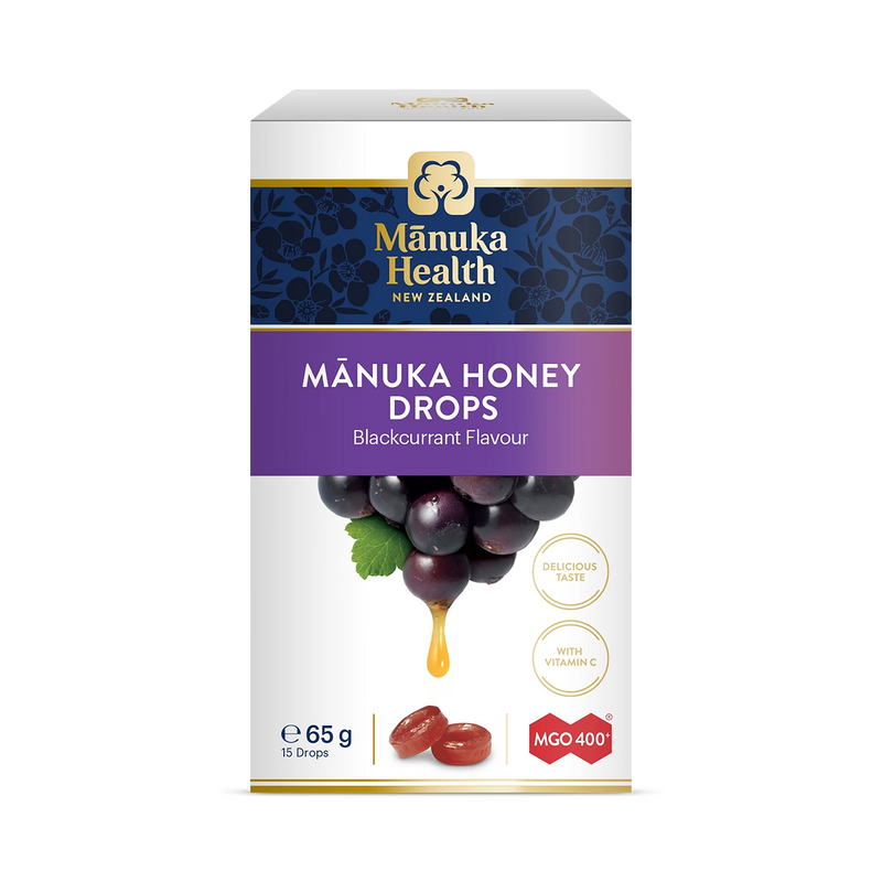 Manuka Health Manuka honey drops blackcurrant 65g, UK version