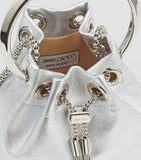 Jimmy Choo Micro Bon Bon top-handle bag silver leather (British brand)