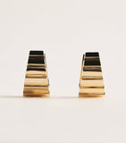 Azlee large yellow gold Escalier hoop earrings, imported from the UK
