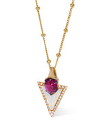 Harrods Annoushka Flight Arrow Necklace in Yellow Gold with Diamond, Rhodolite and Mother-of-Pearl, 41cm-45cm- Buy online at McGrocer