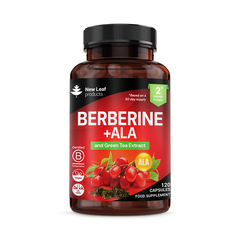 New Leaf Berberine supplement with ALA 120 capsules, UK version