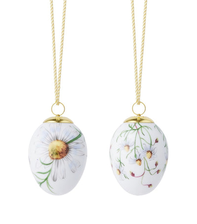 Harrods Royal Copenhagen Set of 2 Porcelain Chamomile Eggs (6cm)- Buy online at McGrocer