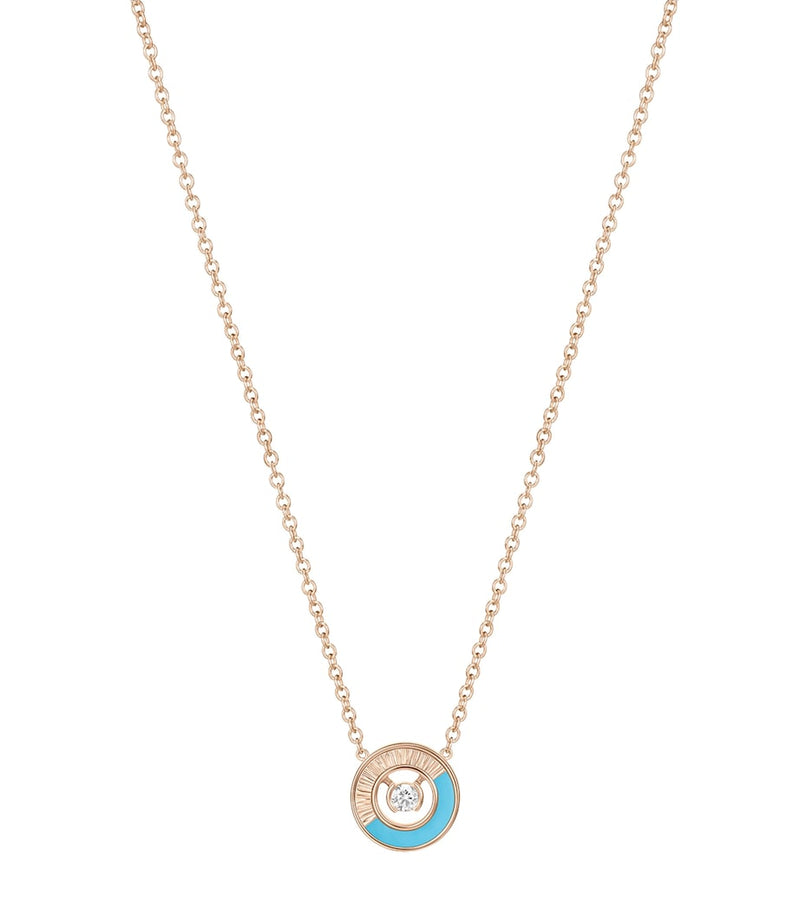 Piaget pendant necklace rose gold turquoise diamond, imported from the UK