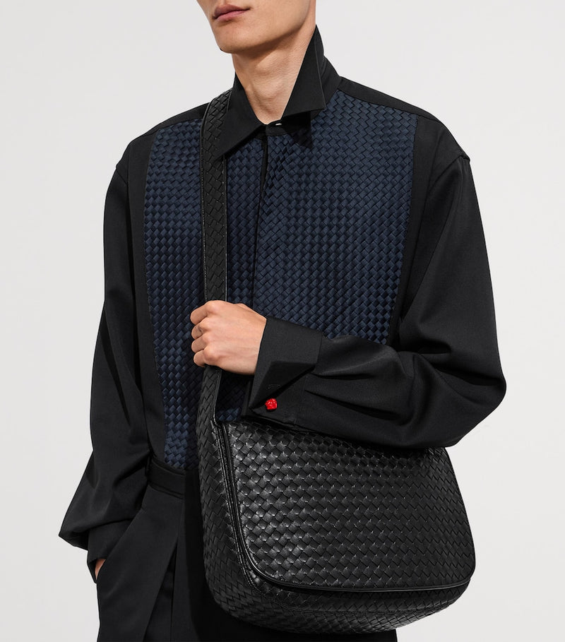 Bottega Veneta large leather Veneto messenger bag, UK version