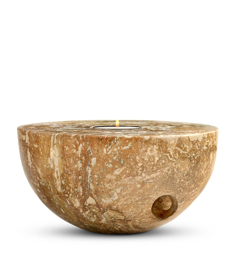 Marchanta dark travertine candle holder 36cm - British product