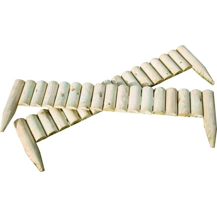 Fixed Log Edging regular pack of 2 half round pine logs, imported from the UK