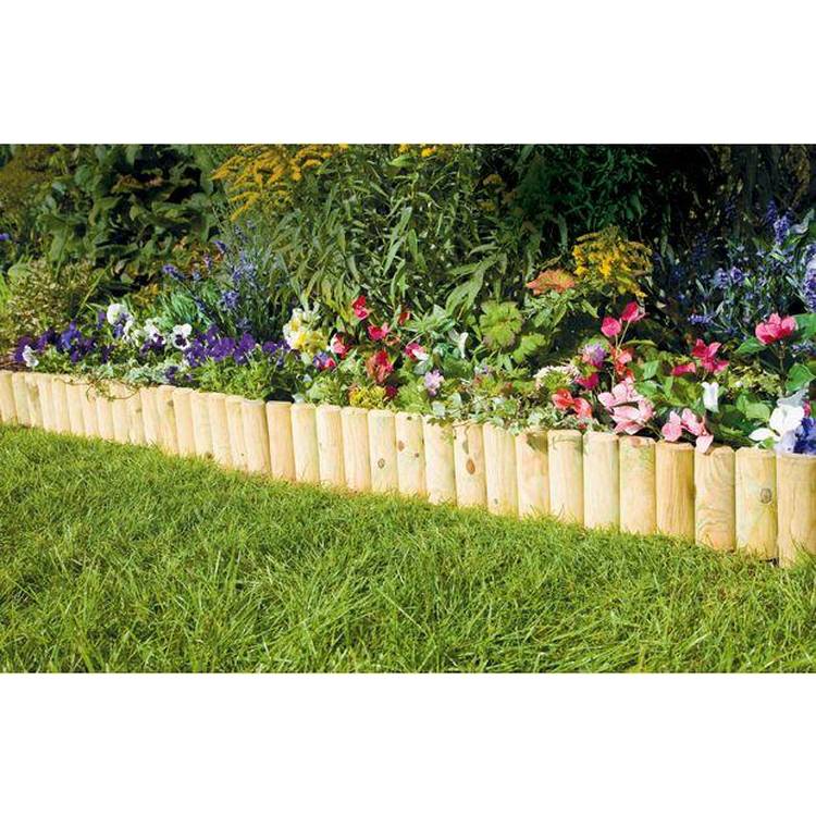 Fixed Log Edging regular pack of 2 half round pine logs, imported from the UK