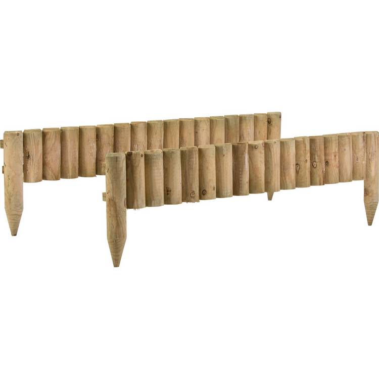 Fixed Log Edging regular pack of 2 half round pine logs, imported from the UK